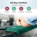 EdgeRest PostureUp L-Shaped Desk Long Wrist Rest Elbow, Forearm & Wrist Comfort Support for Table or Desk Edge, Non-Slip, Memory Foam Padding, Ergonomic Design for Work, Universal Fit, Forest Green
