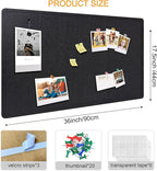 Yunihome Large Bulletin Board - Foldable 36x17.5 Inches Cork Board Alternative with 20 Push Pins, Self-Adhesive Felt Bulletin Board for Wall, Home Office Classroom Decor