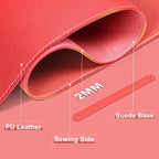 Leather & Suede Desk Cover | Non-Slip Large Mouse Pad | Waterproof Office & Home Blotter (Candy Red, 23.6" x 13.7")