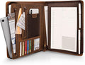 Full Grain Leather Portfolio with Zipper, Professional Business Organizer for Men Women, Executive Resume Folder with A4 Notepad Holder, Card Slots, Pen Loop, 10x13'', Luxury Gift Set