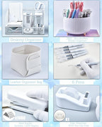 LXEVIHK 20Pcs White Desk Organizers and Accessories With Mesh Desk Organizer and 360°Rotating Pen Holder and a Lot of Office White Office Supplies Beautifully Presented in a Gift Box