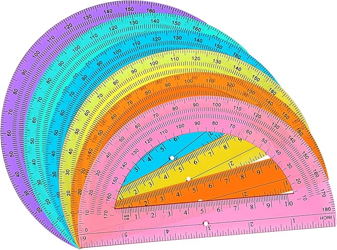 Zonon 36 Pieces Protractors Bulk Plastic 180 Degrees 6 Inch Translucent Protractors for Geometry, Angle Measurement, Students School Supplies