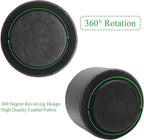 Hennaja Round Leather Art Supply Organizer,Remote Control Holder,360 Degree Spinning,Multi-Functional Pencil Holder,4 Compartments Desktop Stationary Organizer(1-Lichee Black)