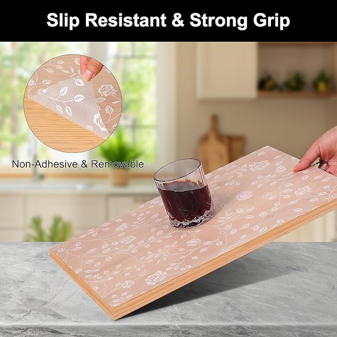 Cooyes Shelf Liner – Premium Non-Adhesive Cabinet & Drawer Liner for Kitchen – Waterproof Shelf Paper with Modern Pattern – Durable EVA Cabinet Mat – Easy to Cut （24" W x 120" L）