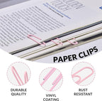 LincOficey 200pcs Paper Clips Binder Clips and Push Pins Set, Mini Clips and Thumb Tacks for Multipurpose Document Organization (Pink)