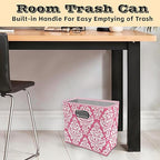 Fozxsvg Pink 4.5 Gallon Fabric Trash Can, Waterproof Cute Waste Basket, Decorative Trash Bin for Bedroom, Office, Living Room, Kitchen