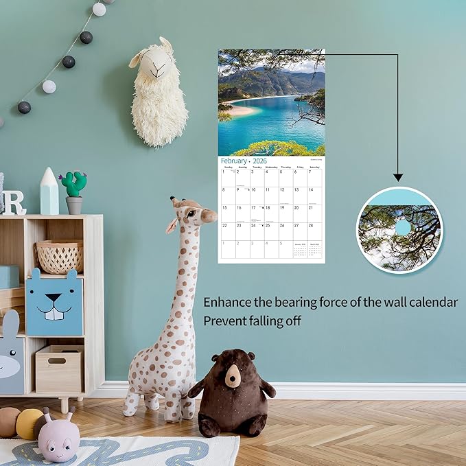 2026 Wall Calendar,Calendar 2026, November 2025 - December 2026, Wall Calendar Beaches, 12" x 24" Opened,Full Page Months Thick & Sturdy Paper for Calendar Organizing & Planning