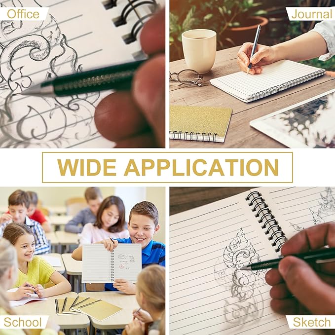 Yahenda Spiral Notebook Bulk A5 Journal Lined 8.3'' x 5.5'' Writing Composition Paper Small Notepad Subject Notebook for Students Office Business Back to School Supplies(Light Gold,6 Pcs)