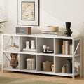 VAKATRELL 8 Cube Storage Organizer Bookshelf, Industrial Horizontal Bookcase, Accent Cubby Shelf, Media Console Table for Living Room, Home Office, 13.6" D x 63" W x 30.9" H, White