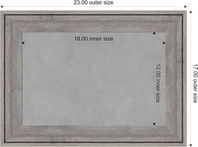 Amanti Art Grey Framed Magnetic Board 17x23 Small Vision Board for use with Magnets, 100% Metal Sheet to Display Items as Office Decor or for Home Organization in mudroom, Kitchen or Kids Room