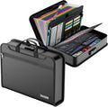 DocSafe Accordion File Organizer Bag with Lock, Fireproof Water Resistant Expanding File Folder with Multi Colorful Pockets,Document Organizer Safe Storage for Important Documents and More, Black