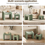 ZYKZYK Ottoman Set of 2, Plush Velvet Vanity Seats with Modern Foot Rest, Backless Stool Pair for Bedroom, Living Room & Makeup Dressing Table (2-in-1) Green