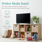 Best Choice Products 8-Cube Storage Organizer, 11in Shelf Opening, Bookcase, Display Shelf, Customizable w/ 3 Removable Back Panels – Light Oak