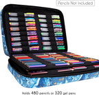 YOUSHARES Big Capacity Colored Pencil Case - 480 Slots large Pen Case Organizer with Multilayer Holder for Prismacolor Colored Pencils & Gel Pen (Quicksand Gold)