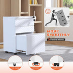 INTERGREAT 3 Drawer Mobile File Cabinet with Lock, Metal Filing Cabinets for Home Office, Rolling Under Desk Organizer for Letters/Legal/A4, (Fully Assembled-White)