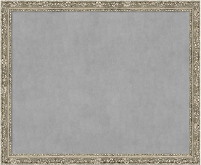 Amanti Art Silver Framed Magnetic Board 36x44 X-Large Vision Board for use with Magnets, 100% Metal Sheet to Display Items as Office Decor or for Home Organization in mudroom, Kitchen or Kids Room