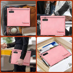 ROLOWAY Fireproof Document Bag (14.5 x 11.5 inch), 6400℉ Fireproof Money Bag with Zipper for Cash, Fire Safe Money Pouch with Lock (Pink)