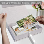 Sprsthai 5x7 Archival Photo Storage Box with Lid – Stackable Memory Keepsake Organizer for Photos, Certificates, Jewelry & Scrapbooking Supplies Grey