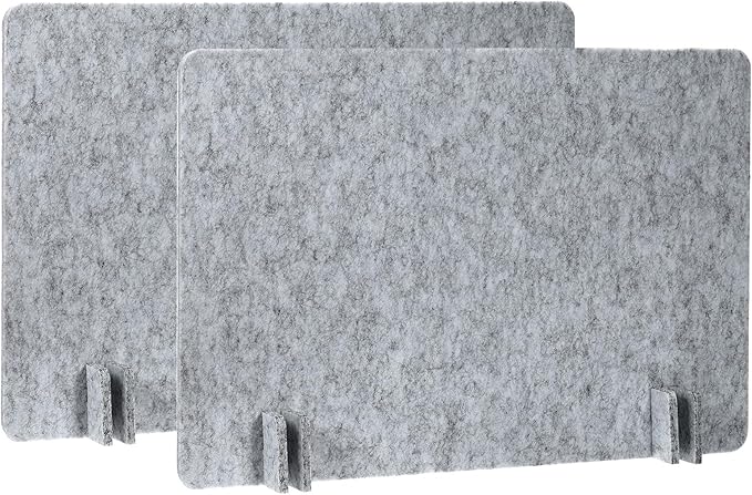 PATIKIL Desk Divider, 2 Set 24 x 16 Inch Acoustic Freestanding Desk Divider Desk Privacy Panel with 8 Pcs Support Feet for Library Office Workstation, Grey