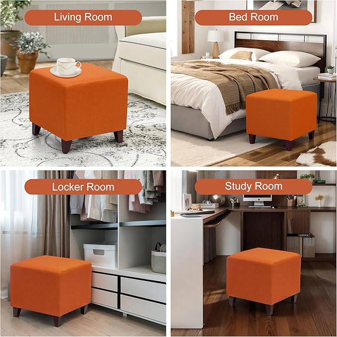 Edeco Ottoman with Square Cube Design, 16 Inch Footstools and Ottomans Small, Large Load Capacity, Square Foot Rest Ottoman for Living Room