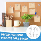 600 Pcs Decorative Push Pins, Clear Thumb Tacks 6 Types Cute Push Pin Clips for Bulletin Board Wall Cork Board Colorful Classroom Decor Teacher Must Haves Supplies School Crafts Project