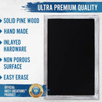 HBCY Creations 11" x 17" Whitewash Solid Wood Frame Wall Chalkboard, Magnetic Surface, Home Décor, Restaurant & Café Menus, Blackboard, Includes Chalk, Eraser & Hanging Hardware