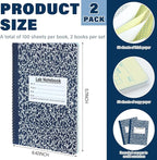 Affrolling 2 Pack Carbonless Lab Notebook Carbon Copy 8.5'' x 11'' 50 Set of Pages 100 Pages Total Laboratory Engineering Chemistry Computation Notebook Science Grid Total Coil Binding(Blue and White)