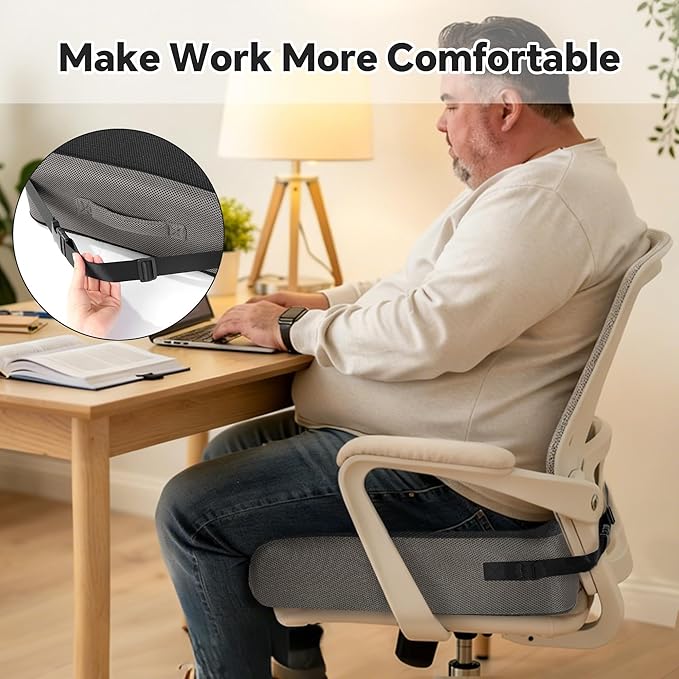 BALAPET Extra Thick Seat Cushion, Memory Foam Office Chair Booster Cushion to Raise Seat Height for Back & Tailbone Pain Relief, Tush Cushion Car Seat Cushions for Short/Overweight People(20x17.5x6in)