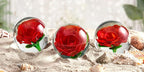 EUSTUMA Hand Blown Glass Flower Paperweight Figurine for Office Desk.Give You A Gift from The Person You Love, The Garden Decoration.(Orange Flower)
