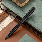 HUASHILAI Luxury Matte Black Forest Fountain Pen Set,Titanium Black Extra Fine and Medium Nibs,Includes 2 Ink Converters,10 Ink Cartridges,15ml ink，Premium Gift Case for Calligraphy (Extra Fine Nib)