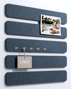 Fluxynara Cork Board Alternative Felt Strip Board 5-Pack 13"x2", Office Pin Board with 35 Push Pins, Adhesive Install for Bedroom Door & Home Office(Denim Blue)