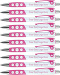 SyPen Personalized Ballpoint Pens With Custom Logo/Text-350 Pack Bulk-for Businesses, Parties, & Events, Custom Printed, White Barrel with Matching Colored Clip and Grip, Click Pens, Black Ink, Pink