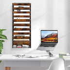 Solinxe 10-Tier Wall File Organizer, Wood Mail Organizer Wall Mounted Paper Document Magazine Holder, Hanging Clipboard Storage Basket with Tray for Office Home School Organization, Black/Antique