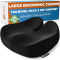 5 STARS UNITED Seat Cushion for Tailbone Pain Relief – Large Memory Foam Cushion for Coccyx, Hip, Sciatica & Post-Surgery Recovery – Wheelchair, Car, Desk, Gaming & Office Chairs, Black