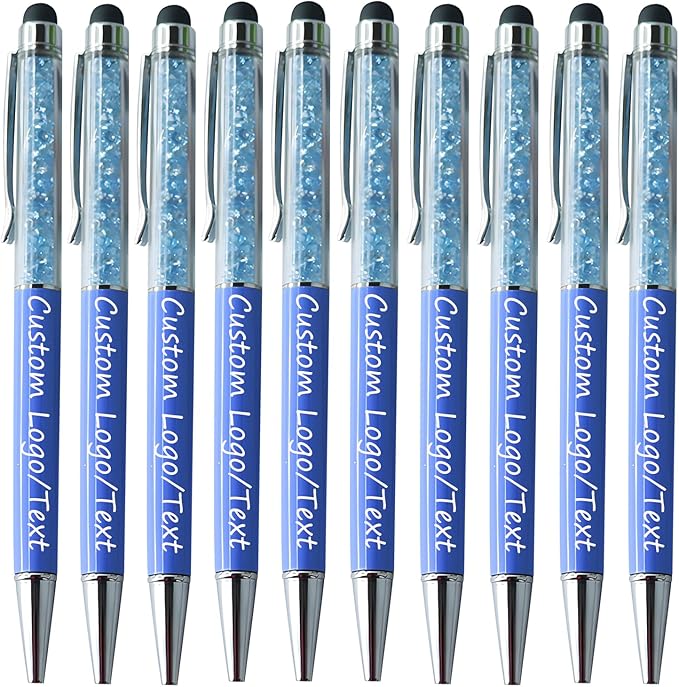 Yucold Customized Pens with Name/Logo - Touch Screen Stylus Ballpoint Pen, Perfect for Weddings, Business & Personalized Gifts (Lake blue,500)