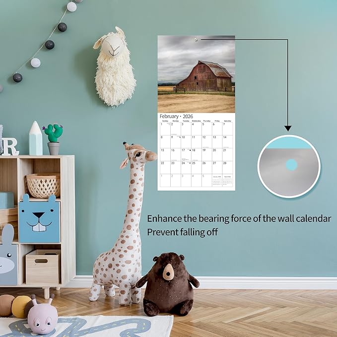 2026 Wall Calendar,Calendar 2026, November 2025 - December 2026, Wall Calendar Barns, 12" x 24" Opened,Full Page Months Thick & Sturdy Paper for Calendar Organizing & Planning