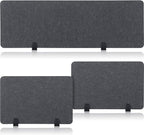 Yaomiao 3 Pcs Acoustic Desk Divider Soundproof Desk Privacy Panel Freestanding Desk Partitions Sound Absorbing for Students Office Reduce Noise Visual Distractions (47.3 x 16", 24 x 16", Dark Gray)