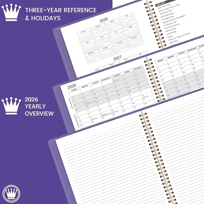2026 Monthly Planner - Jan. 2026 - Dec. 2026, 12 Months Calendar/Planner 2026 with Faux Leather, 8.86" x 11.4", 15 Notes Pages, Strong Twin - Wire Binding, Pocket, Monthly Tabs, Perfect Organizer