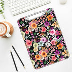 Luminzo Plastic Cute Clipboard Low-Profile Metal Clip, A4 Letter Size 9 x 12.5 in, 8.5 x 11 Paper Clip Board for Teachers, Nurses, Classroom,Watercolor Flower