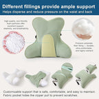 Ailuteie Ergonomic Lumbar Support Pillow(Pat. Pend) – Multi-Functional Back Cushion with Firm Support for Reading, Working & Driving,Celadon Green