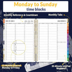 SUNEE 2026 Appointment Book, Quarter-Hourly, Weekly & Monthly - from January 2026 - December 2026, 8.5"x11" Weekly Planner, Flexible Cover, Note Pages, Pockets, Bookmark, Spiral Binding, Dark Blue
