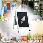 Sunnydaze Magnetic A-Frame Chalkboard Sign - Double-Sided Chalk Sandwich Board Sidewalk Sign - 30" x 20" - White
