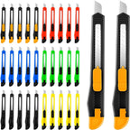 TIFICAL 30 Pack Box Cutter Retractable, Snap-Off 9MM Utility Knife, Auto-Lock Razor Knife for Home, School, Hobby Use, Compact Box Opener Exacto Knife for Cutting Boxes, Carton, Cardboard, Vinyl, Rope