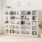 blini 5-Shelf Narrow Bookcase White Wooden Tall Bookshelves Floor Standing Display Storage Shelves Mahogany Bookcase for Home Office, Living Room, Bed Room