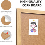 Yunihome Cork Bulletin Board, 36x24 Inches Hanging Cork Board Wooden Framed with Pins for Wall, Dorm Room, Office, Home Decor – Natural Cork & Black Frame