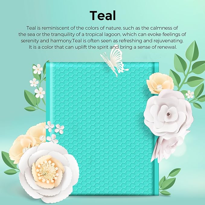 METRONIC Bubble Mailers 8.5 x 11 Inch 40 Pack Teal Waterproof Bubble Mailer Padded Envelopes Cushioning Poly for Christmas Gift, Clothes, Makeup, Books, Small Business Supplies