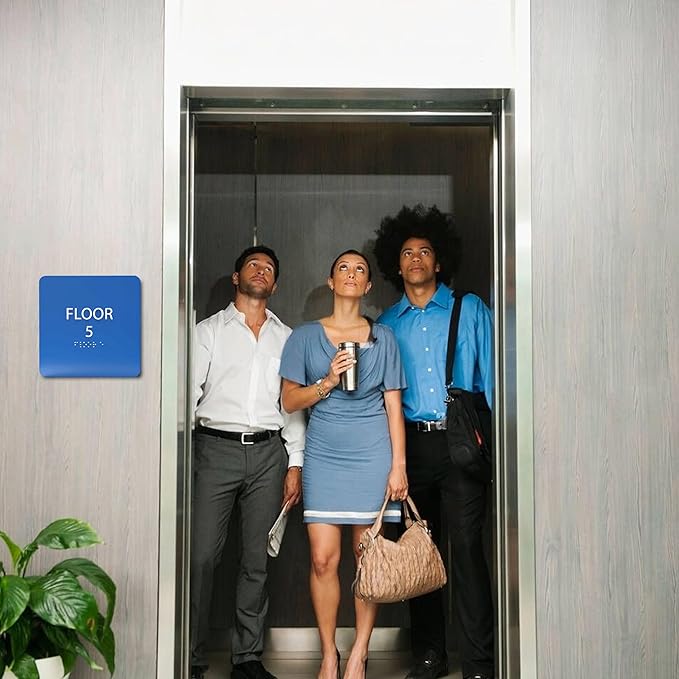Modern Olive ADA Floor 5 Sign with Braille – Made from Durable Acrylic and Ready to Mount