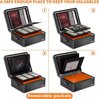 ENGPOW Fireproof Document Box with Lock, Fireproof Water Resistant Heat Insulated Safe Box Hard Case with Fireproof Zipper, Portable Home Office Travel File Organizer for Important Documents and More