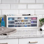 IRIS USA Plastic Drawer Storage Organizer, 26-Drawer Teacher Toolbox Bead Small Parts Organizer Cabinet for Hardware Crafts Nuts Bolts Tools Sticker Home Business Scrapbook Art Hobby Garage - White