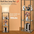 RUNTOP Plus Floor Lamp with Shelves, Modern Shelf Floor Lamp with 15W 3CCT LED Bulb and Memory Function, Wide Shelf Lamp for Display Storage, Standing Lamps for Living Room, Bedroom, Office, Corner